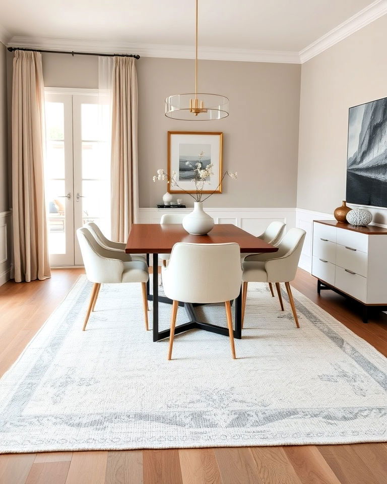 minimalist dining room rug design