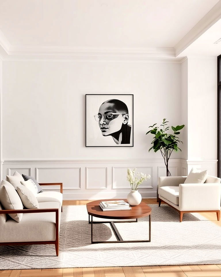 minimalist flat panel living room wainscoting