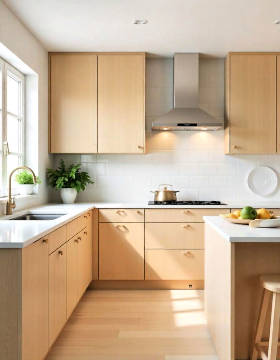 minimalist kitchen maple cabinets