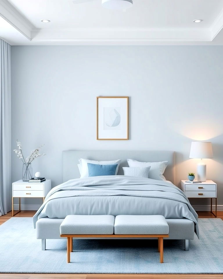 minimalist light blue decor bedroom