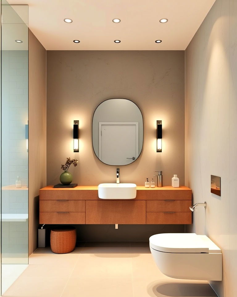 minimalist lighting fixtures to enhance bathroom