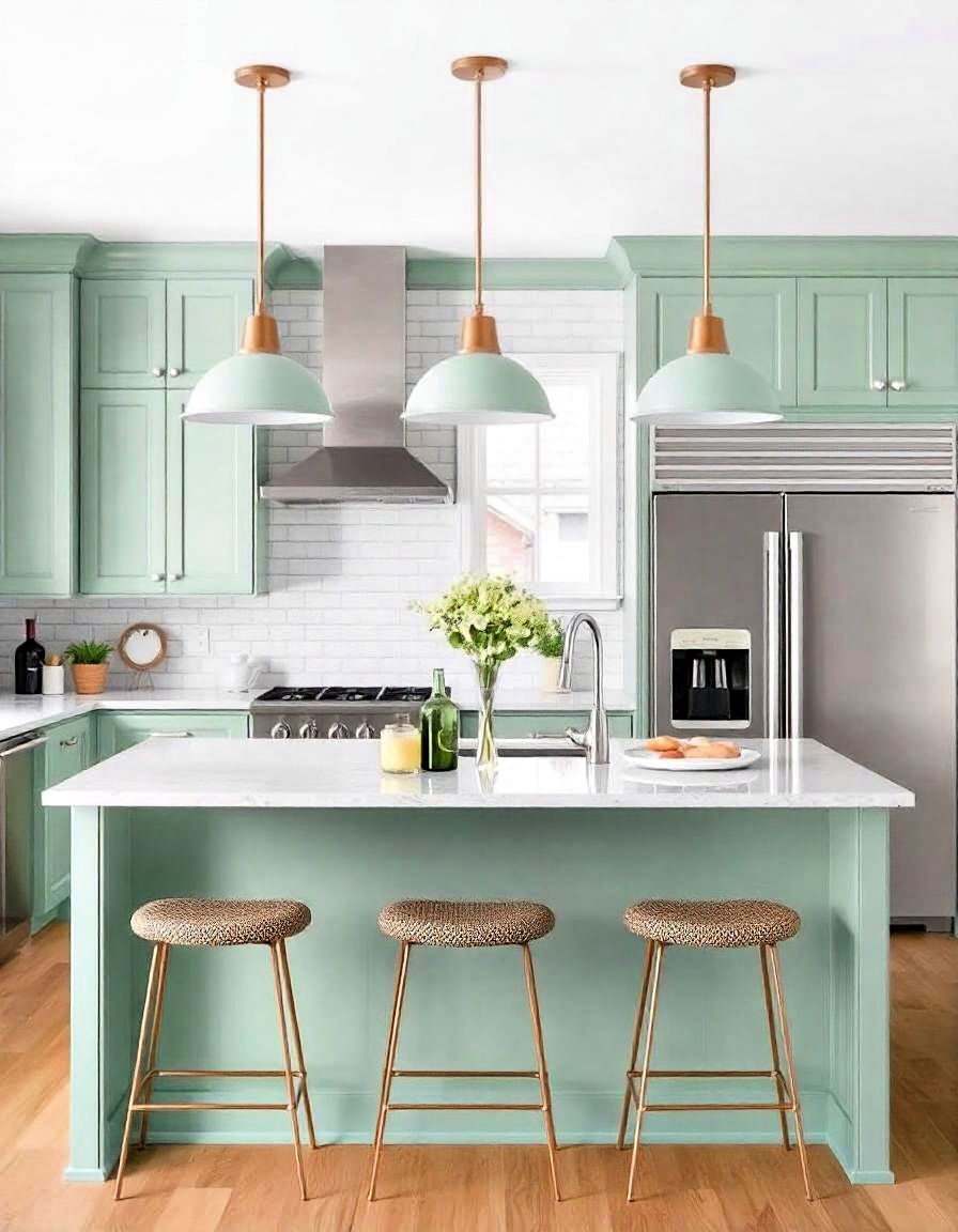 minimalist mint green pendant lights