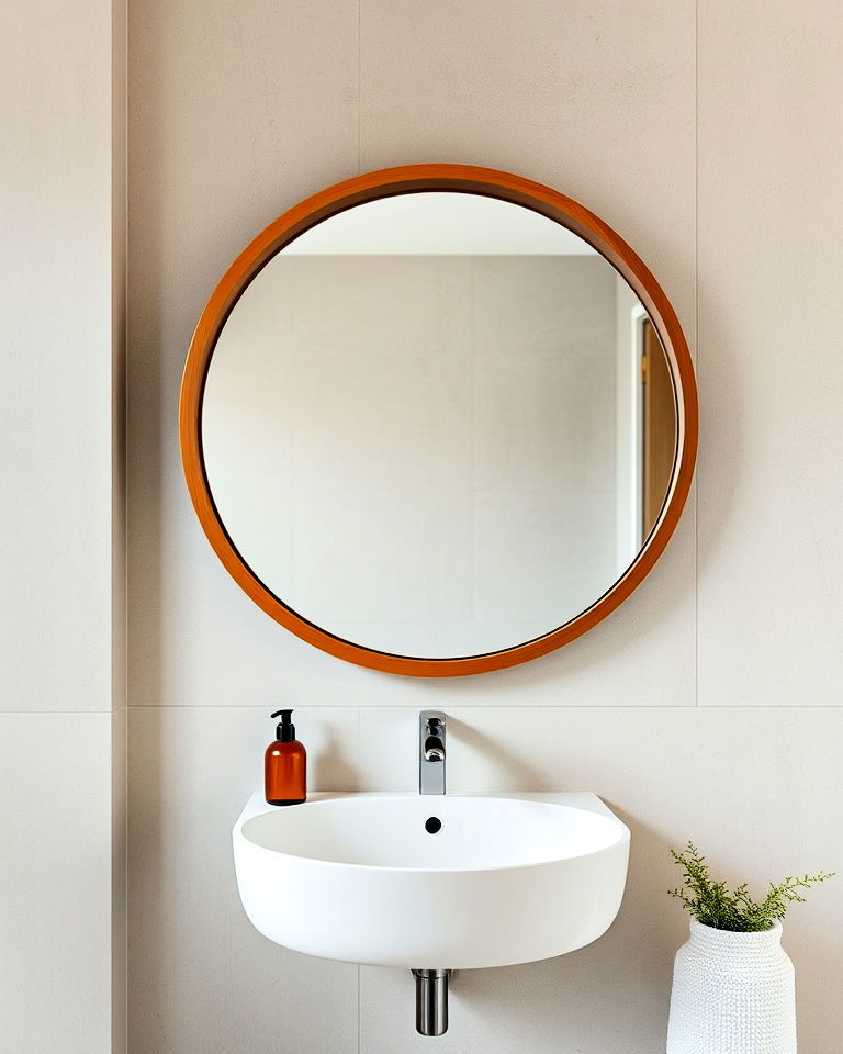 minimalist mirror with wooden frame