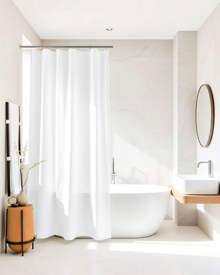 minimalist shower curtain for a clean finish