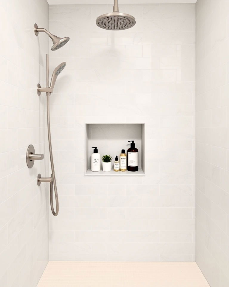 minimalist shower niche for storage