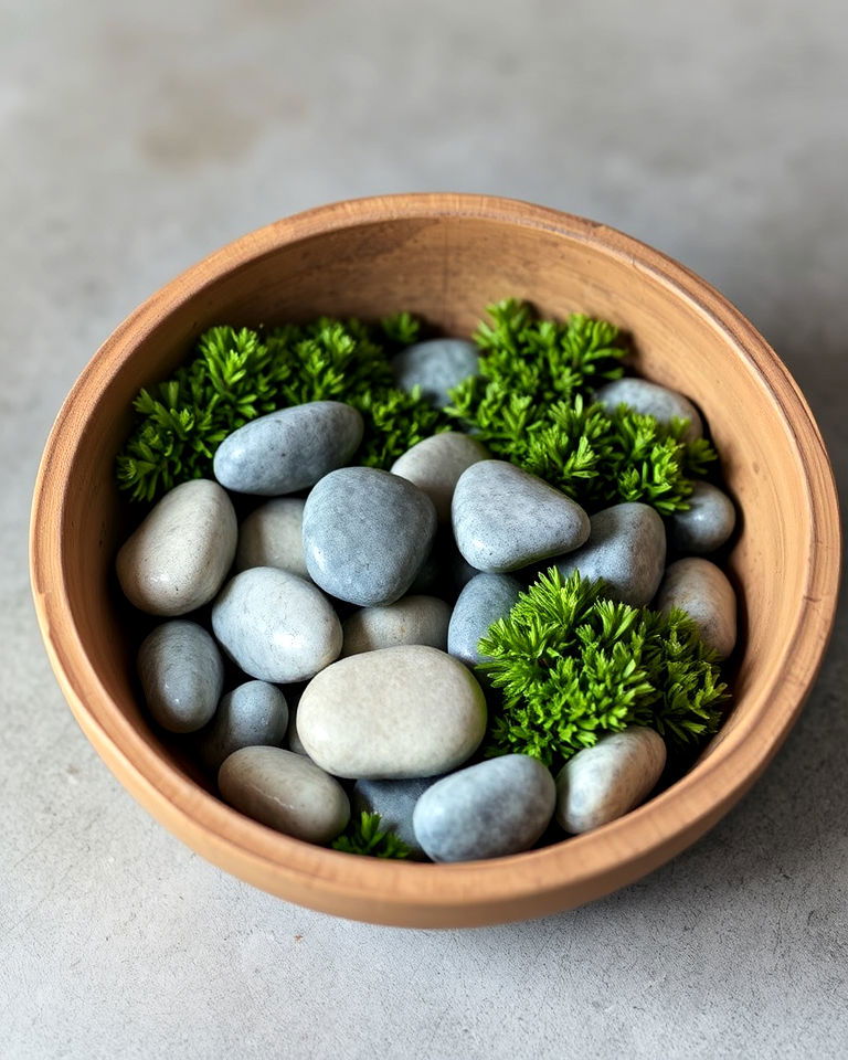 minimalist stone and moss arrangement