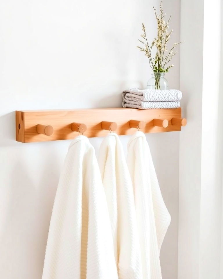 minimalistic peg rail towel rack