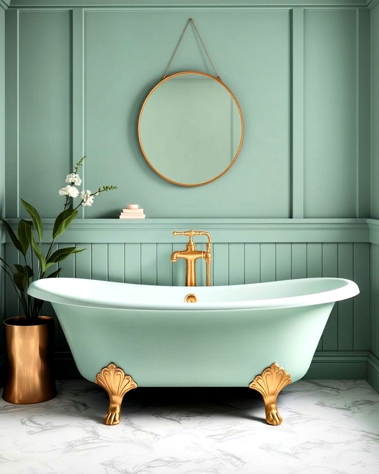 mint green bathtub for a bold bathroom statement