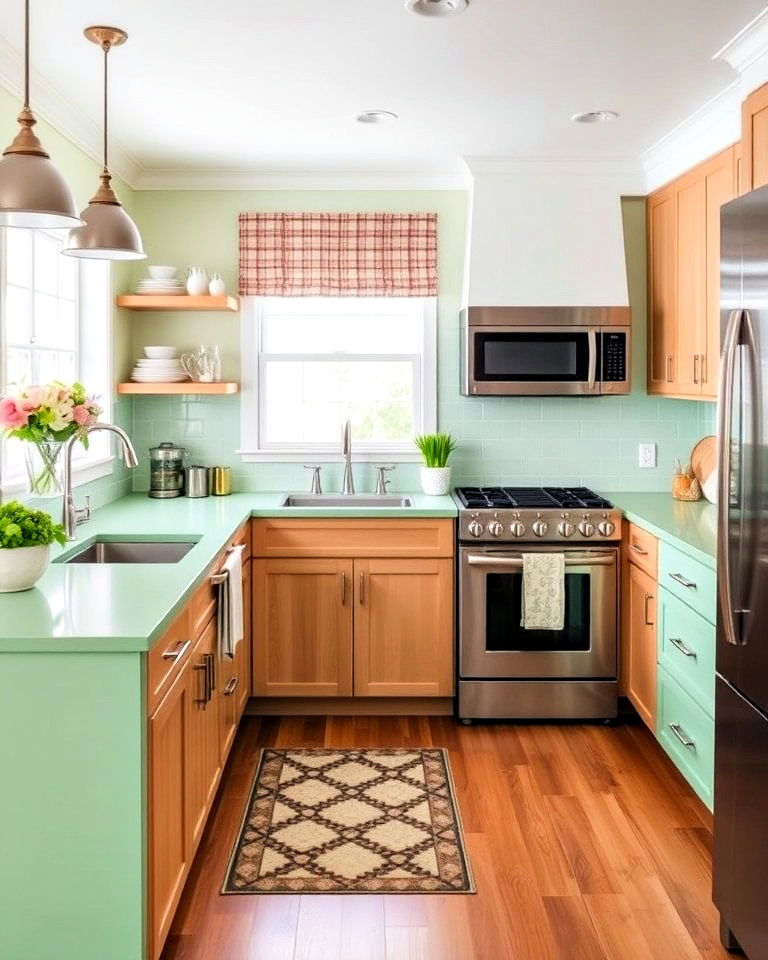 mint green kitchen countertops for a fresh look