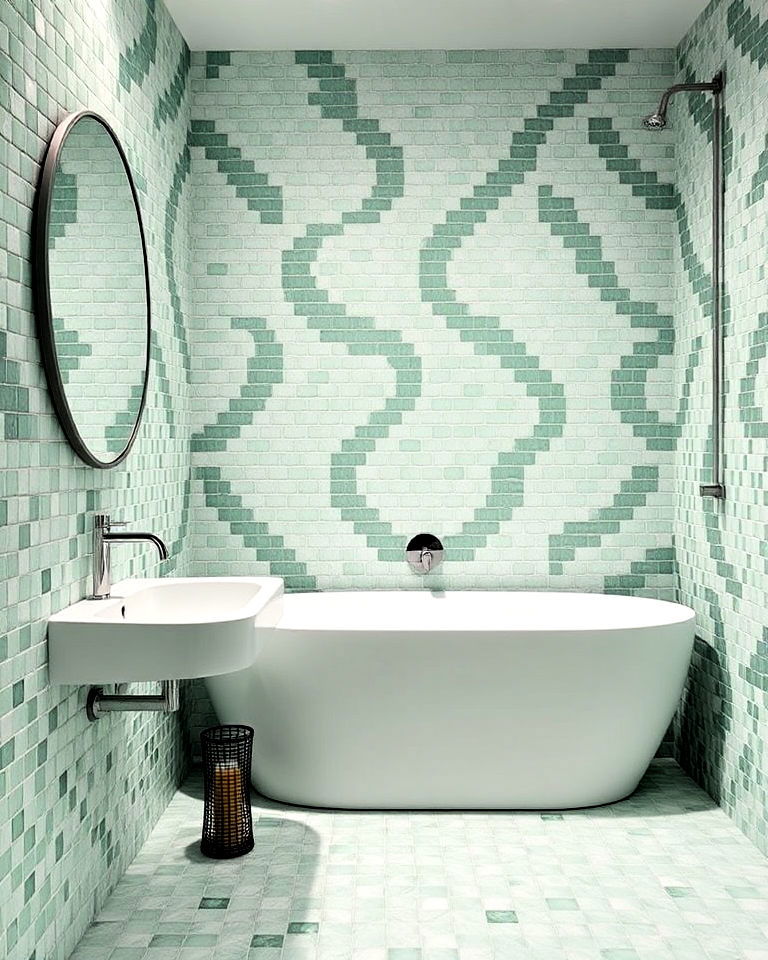 mint green mosaic bathroom tiles for texture