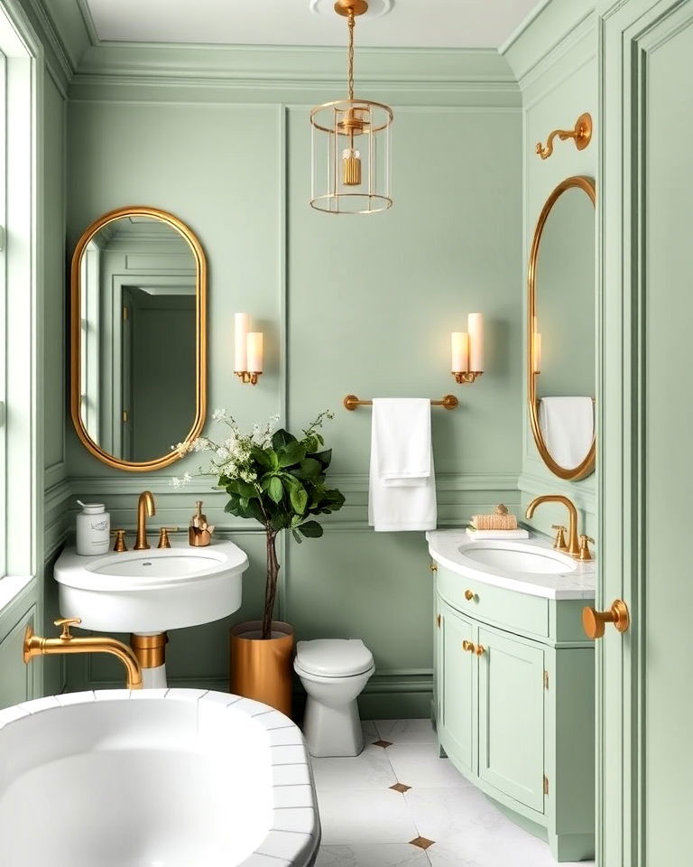 mint green with elegant gold accents