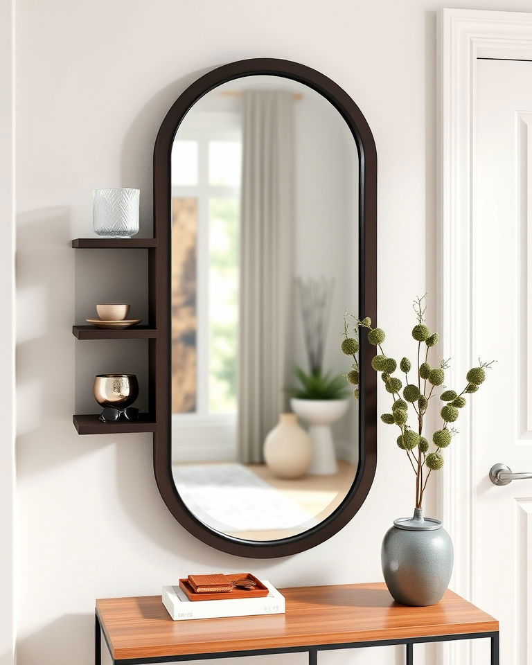 mirror with shelving for functionality