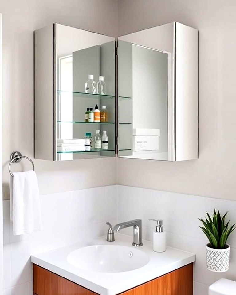 mirrored bathroom cabinetry