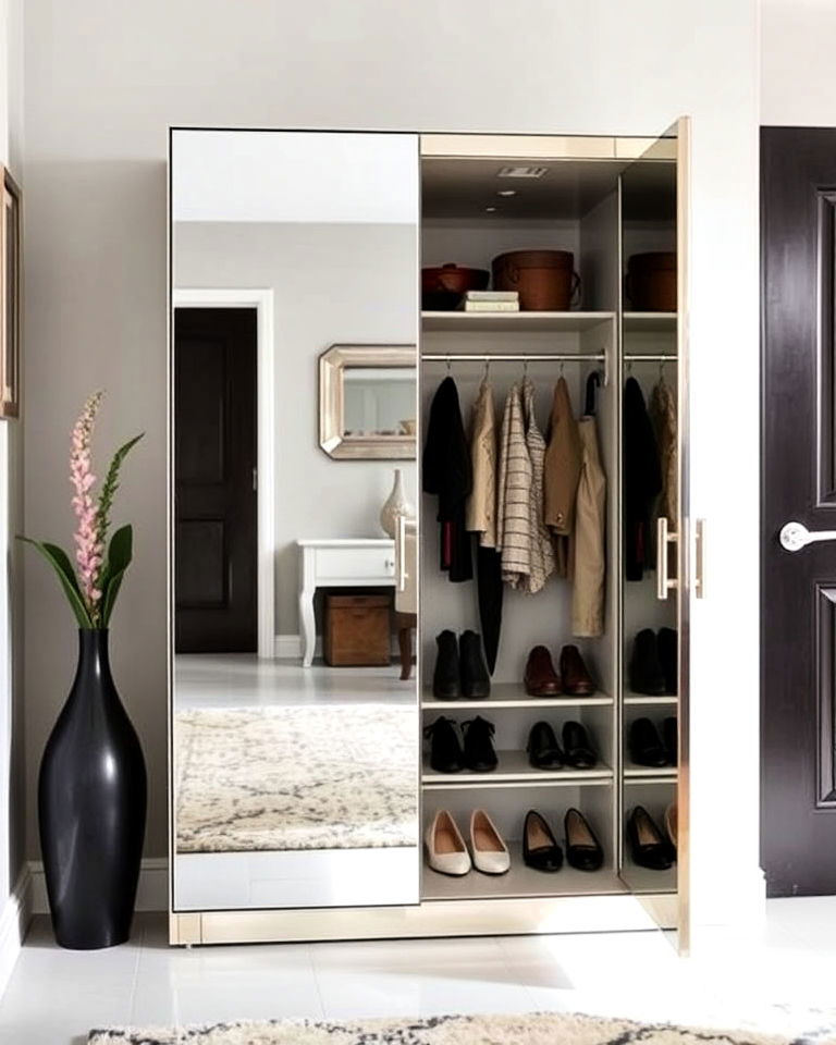 mirrored cabinet for hidden storage