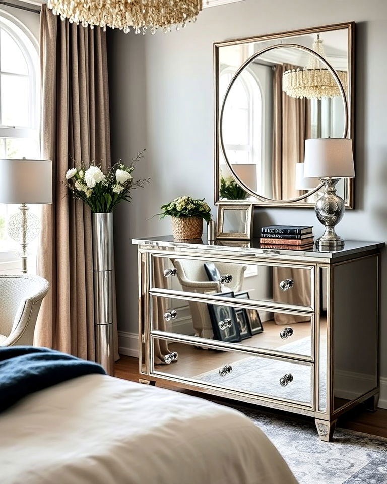 mirrored furniture for light and elegance