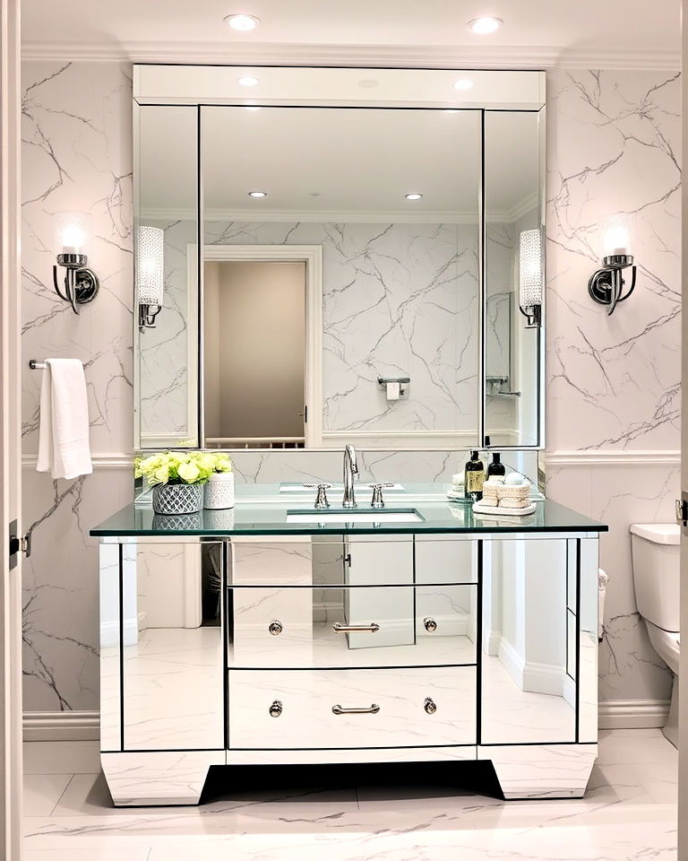 mirrored vanities for glamorous appeal