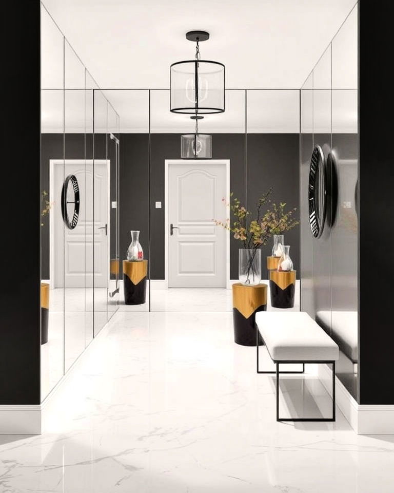 mirrored wall for maximum light