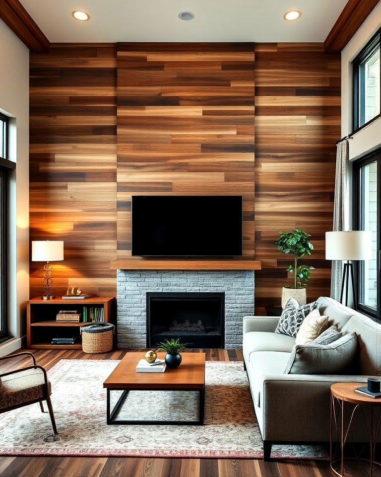 mixed width plank wall design
