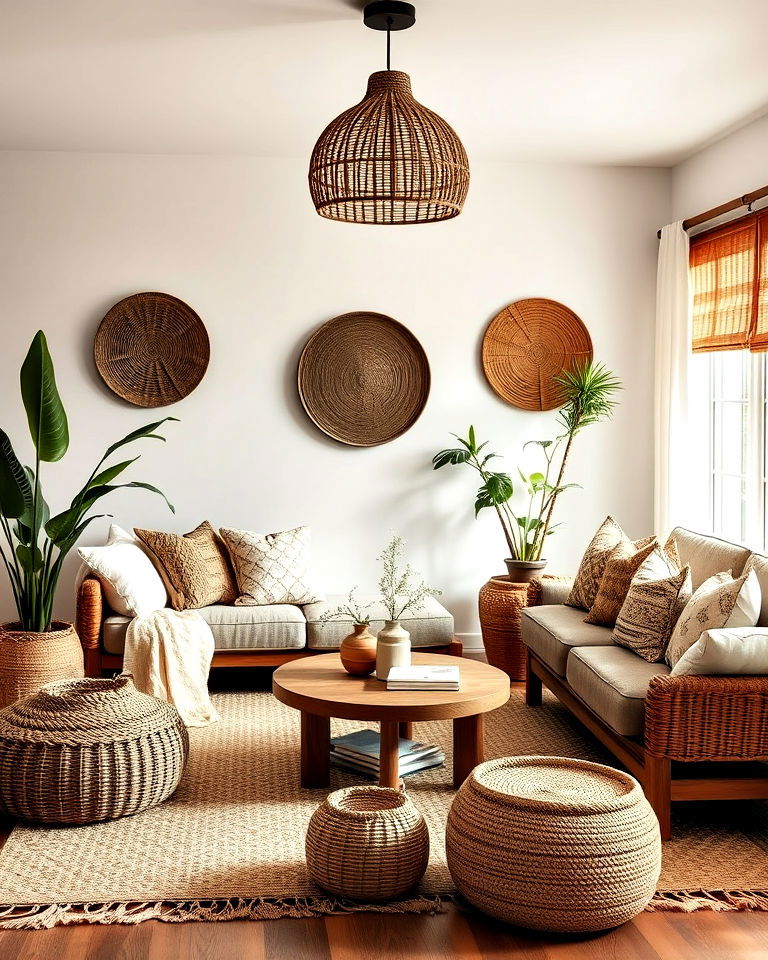 mocha brown living room with natural textures for an organic look