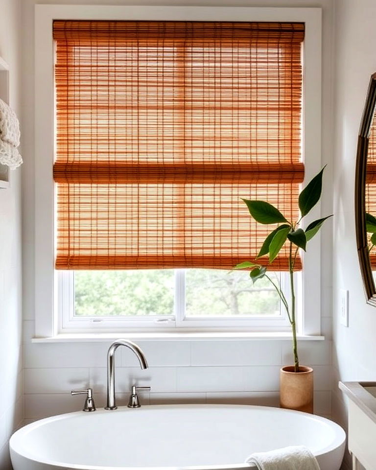 modern bamboo blinds for bathroom window