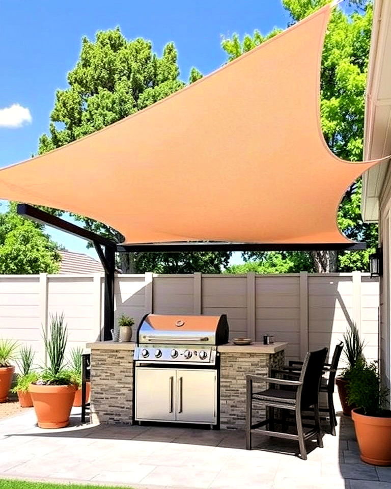 modern bbq with shade sail