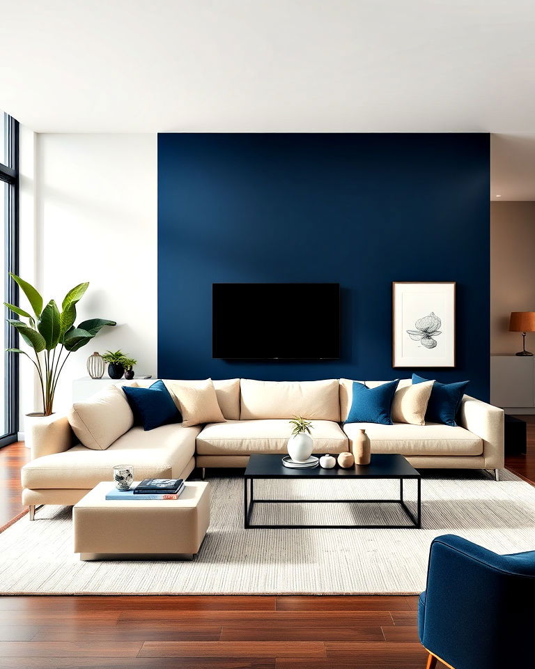 modern blue and beige contrast