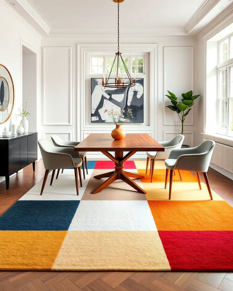 modern bold color block rug