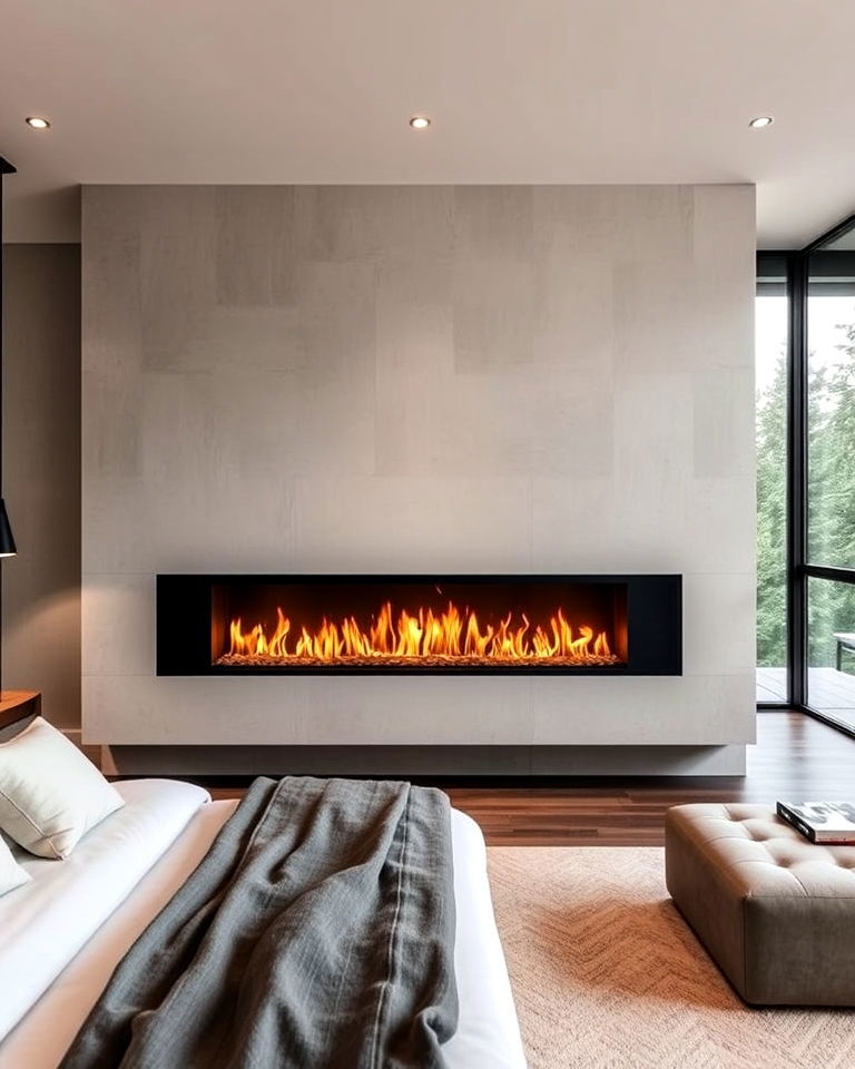 modern contemporary linear fireplace