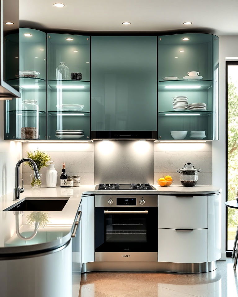 modern curved glass cabinets