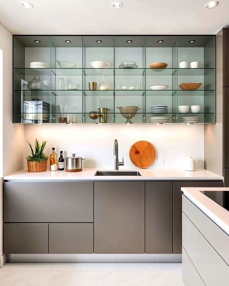 modern frameless glass cabinets