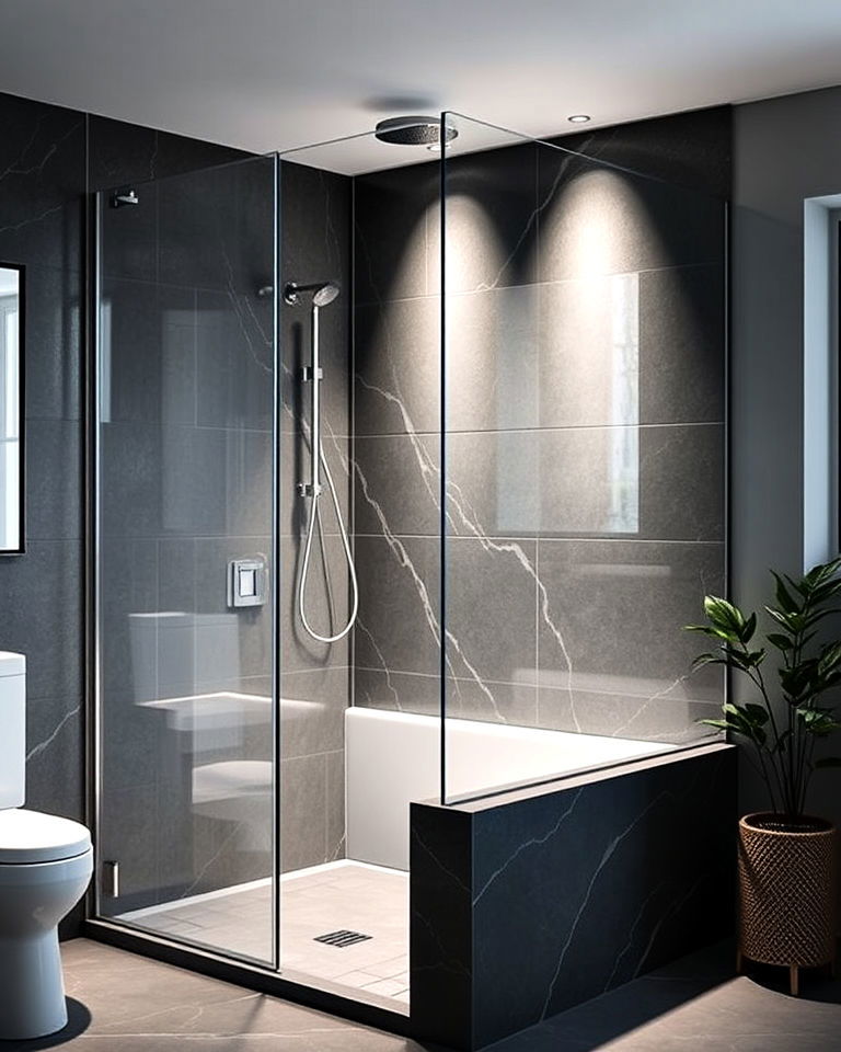 modern frameless glass shower enclosure
