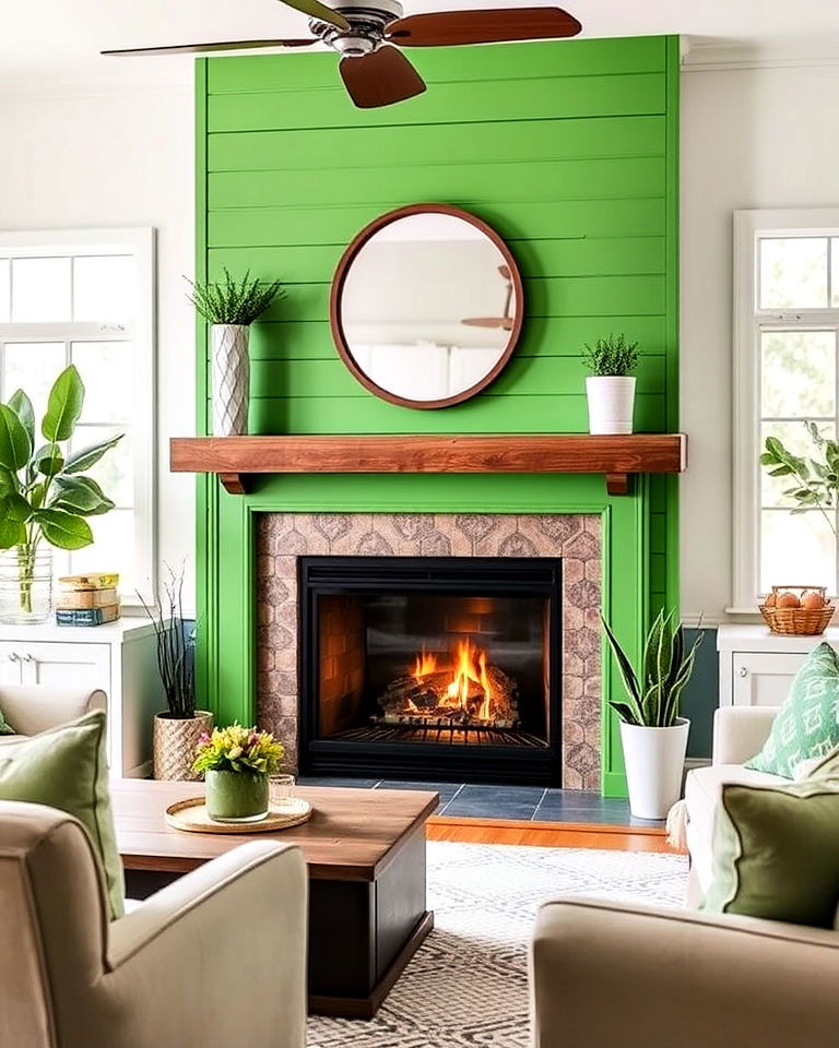 modern grass green shiplap surround