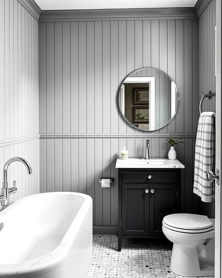 modern gray beadboard bathroom