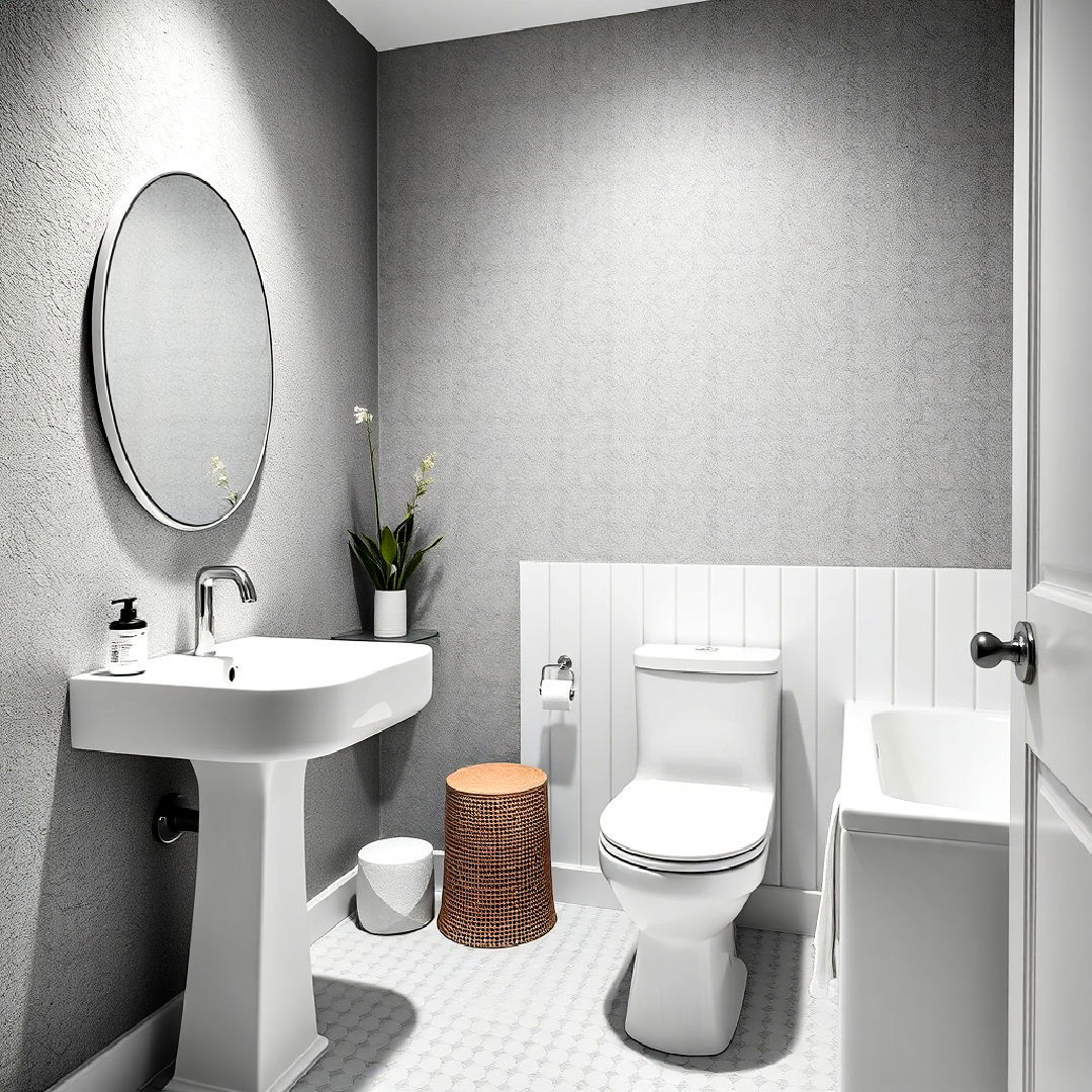modern grey textured walls with white fixtures