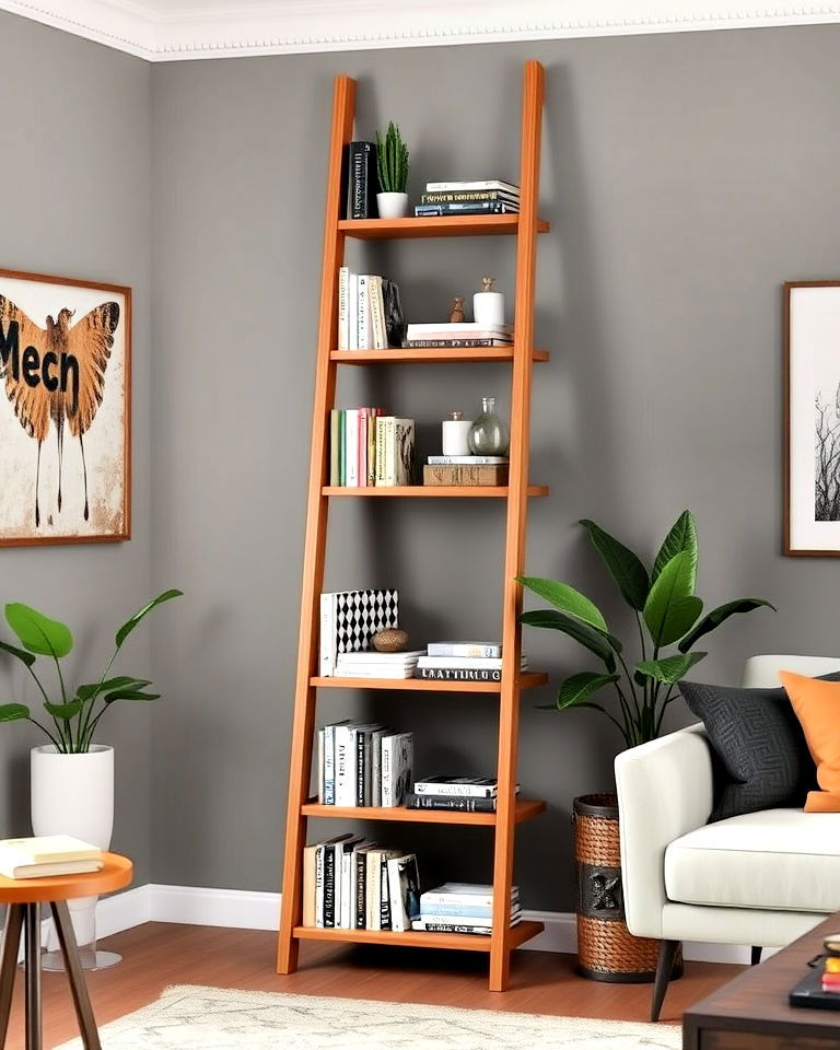 modern ladder style bookshelf