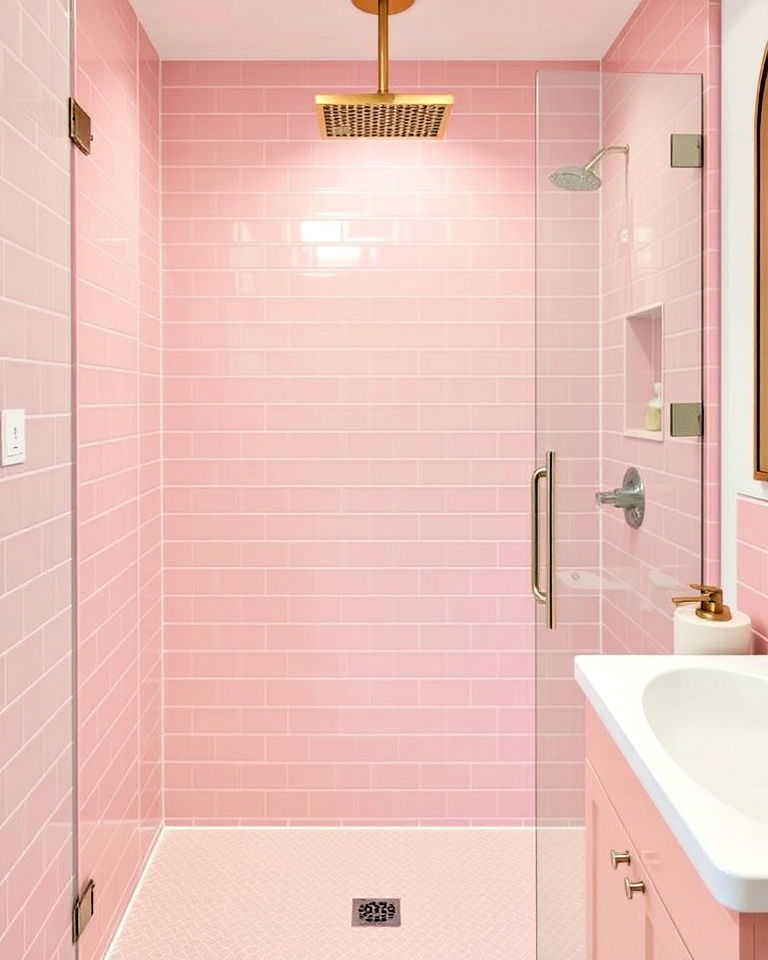 modern millennial pink shower tiles