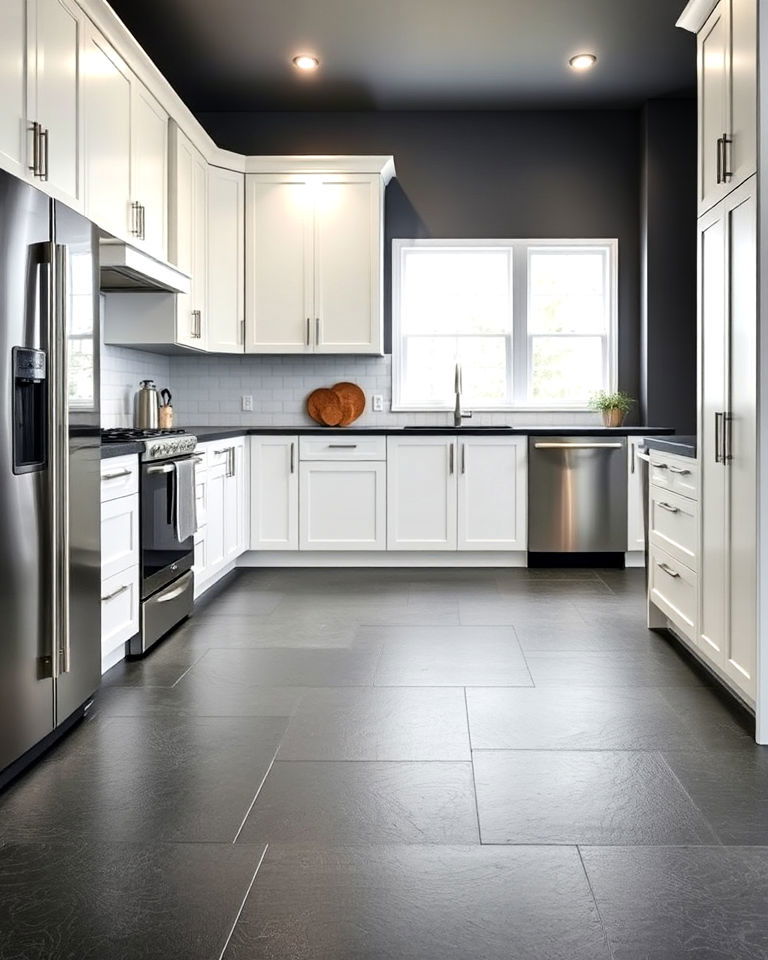 modern minimalism with dark slate floor modern minimalism with dark slate floor