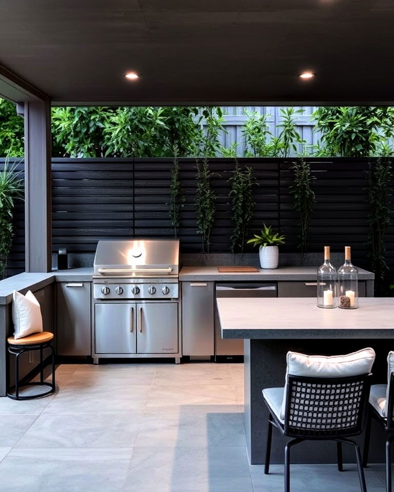 modern minimalist bbq area