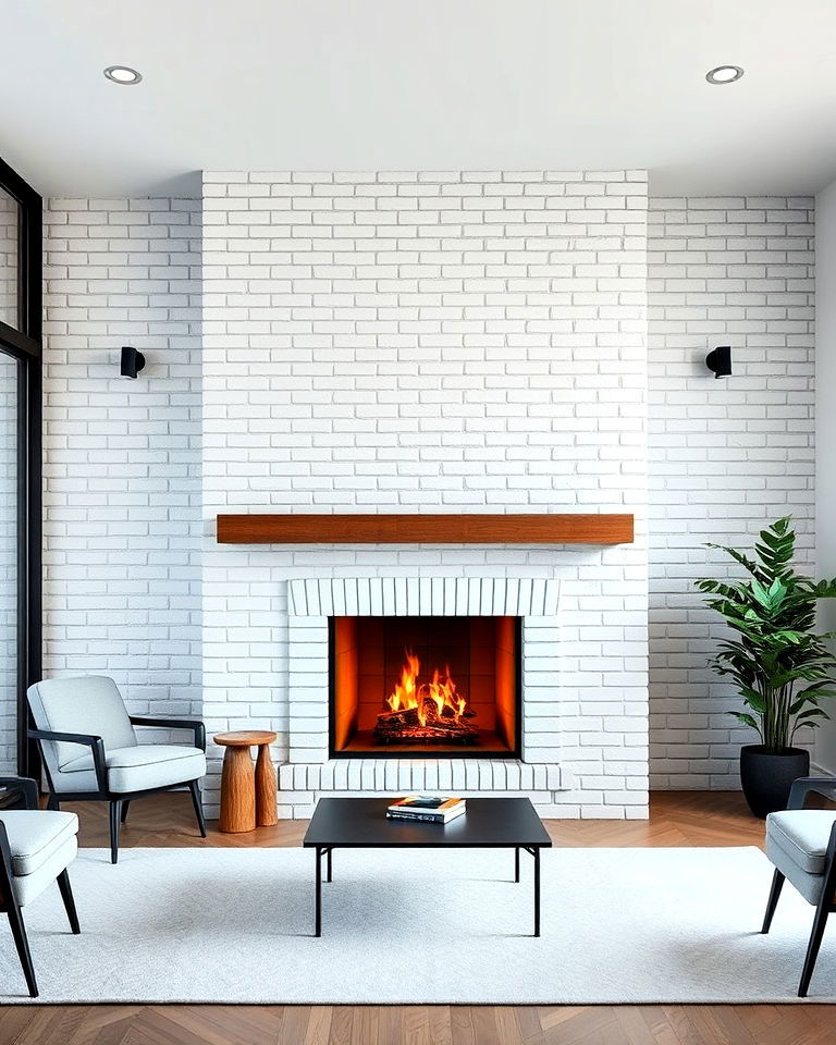 modern minimalist brick fireplace