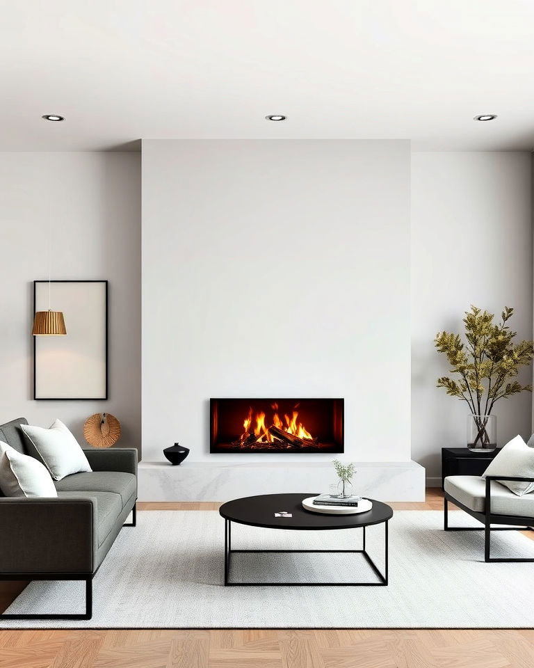 modern minimalist fireplace with clean lines