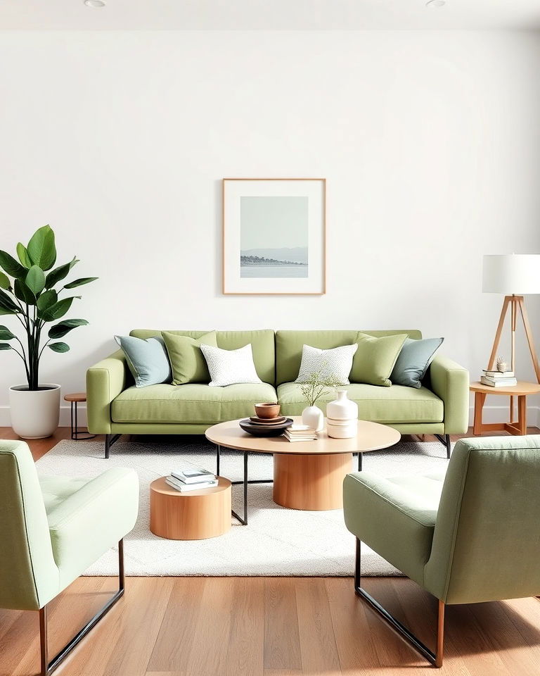 modern minimalist with sage green