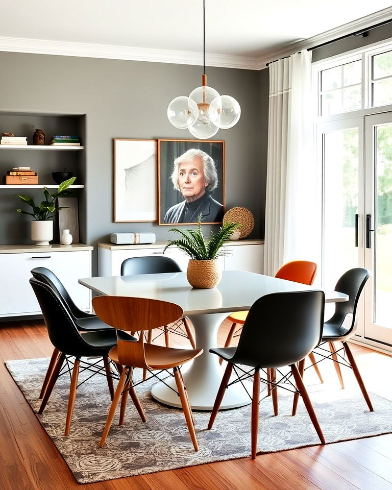 modern mismatched dining chairs