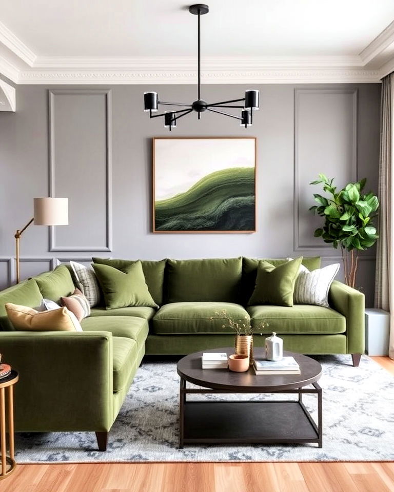 modern olive green and grey color scheme