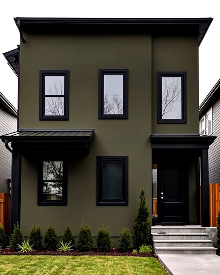 modern olive green exterior with black trim