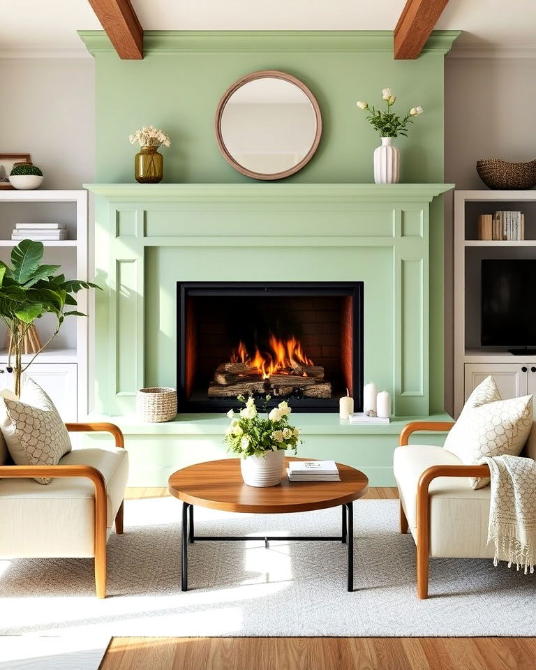 modern pistachio green hearth