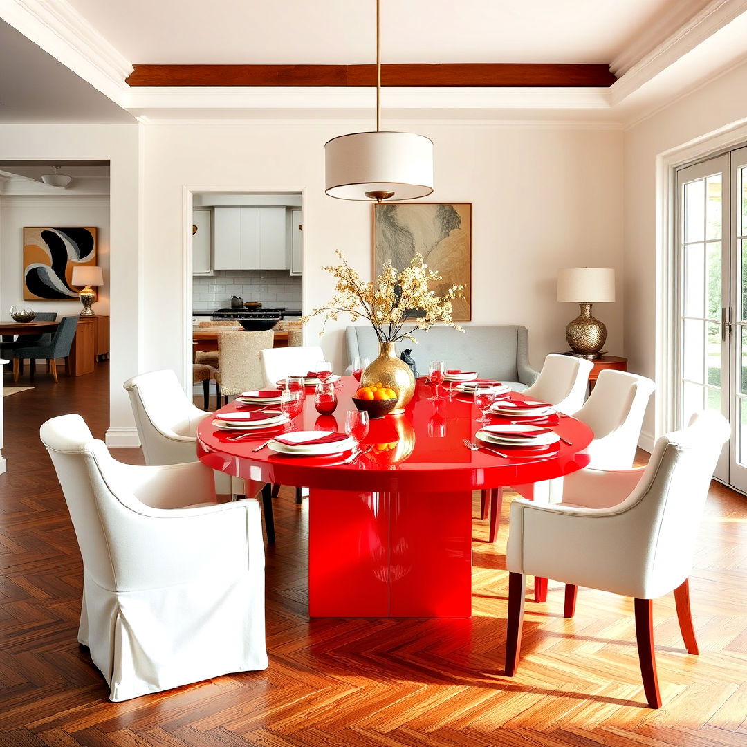 modern red dining room table