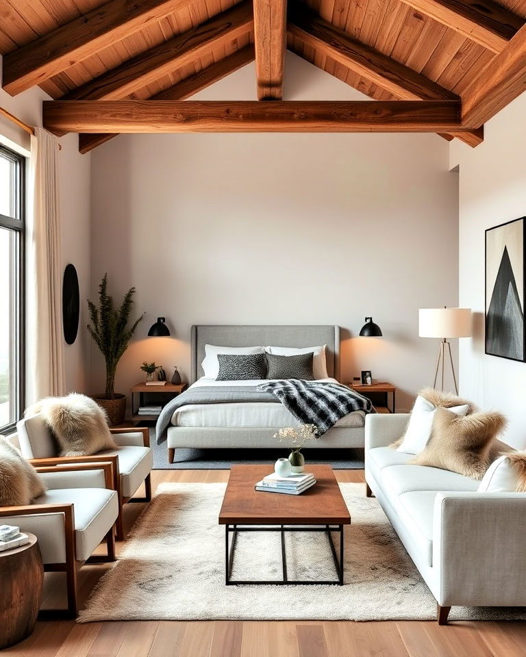 modern rustic aesthetic cabin bedroom