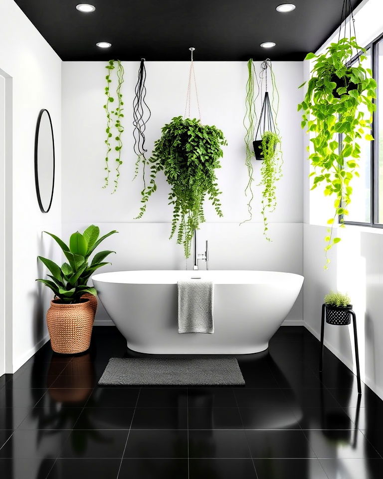 modern spa feel bathroom with greenery