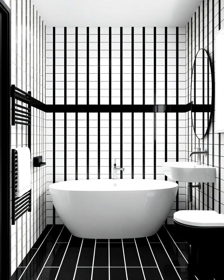 modern striped black and white tiles