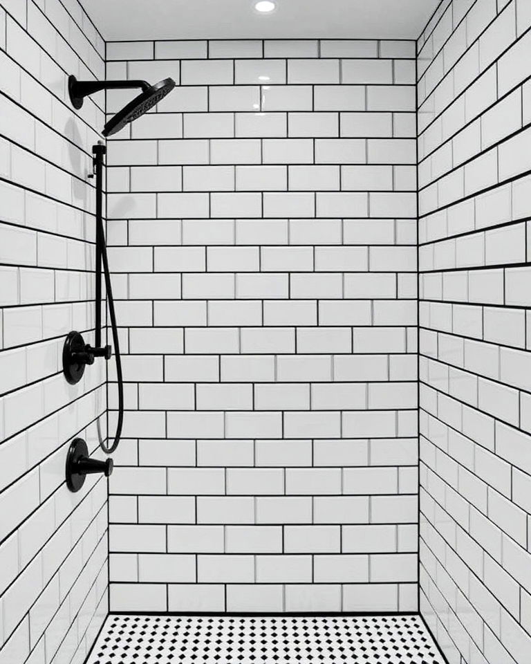 modern subway tiles with dark grout